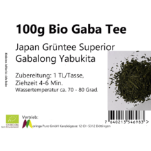 100g Gaba Teeblätter  Lose Japan Grüntee Superior Gabalong Yabukita Bio (Gaba-Tee)